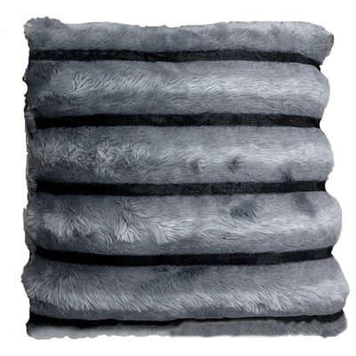 1 of 8:Chinchilla Stripped Faux Fur Throw Pillow, 20x20 Inches 