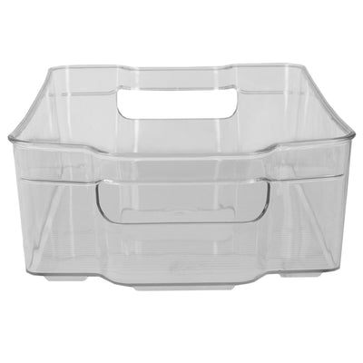 2 of 4:Home Basics Contenedor organizador de armario y despensa de plástico grande apilable para frigorífico con asas 