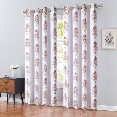 3 of 6:Ludlow - Panel de ventana con ojales bordados de damasco de 2 capas con respaldo de 54 x 84 pulgadas 