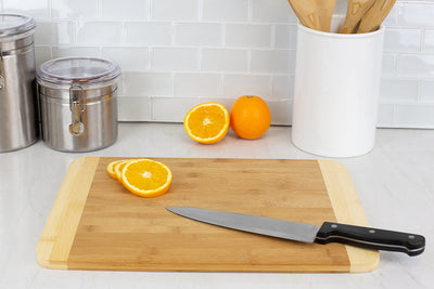 4 of 6:Home Basics Large Dual Tone Bamboo Cutting Board, Natural, 12x16 Inches 
