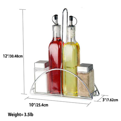 3 of 3:Home Basics 4 Piece Cruet Set with Stand 