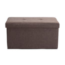 2 of 4:Pouf de rangement double pliable Simplify en simili-lin, couleur expresso 