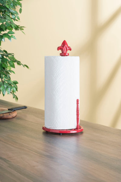 2 of 3:Porte-essuie-tout en fonte Fleur de Lis Home Basics, rouge 