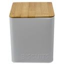 1 of 5:Home Basics Biscuits Tin Canister with Bamboo Top, White 