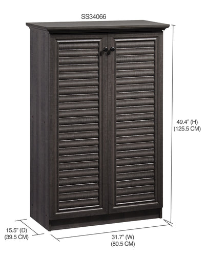 2 of 2:Home Basics 4 Tier Tall Shoe Cabinet with Louvered Doors, Ash 