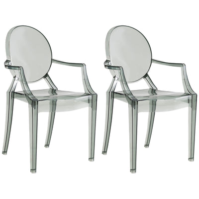 2 of 23:JOON 2 Pack Kids Ghost Chairs with Armrest, 25x13x14.5 Inches, Transparent 