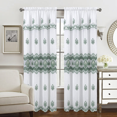 3 of 5:Nerissa Floral Macramé Rod Pocket Window Panel With Attached Valance, 55x84 Inches 