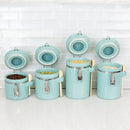 4 of 6:Ensemble de 4 boîtes en céramique Home Basics avec cuillères en bois, turquoise 