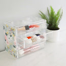 4 of 4:Organiseur de cosmétiques en plastique à 4 tiroirs Home Basics Floral, transparent 