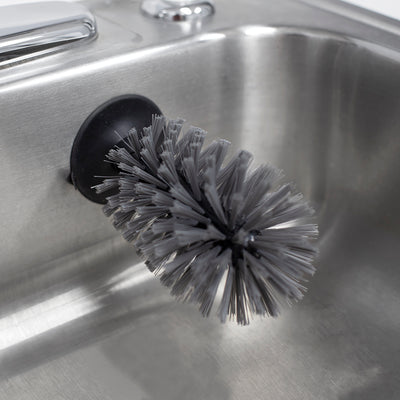 4 of 5:Brosse d'évier à ventouse Home Basics en plastique, noire 