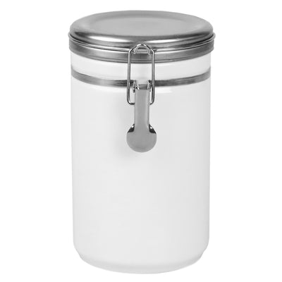 1 of 4:Boîte Home Basics de 1,3 l avec couvercle en acier inoxydable, blanche 