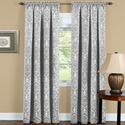 1 of 3:Sutton Window Curtain Panel 52x63 - Silver 