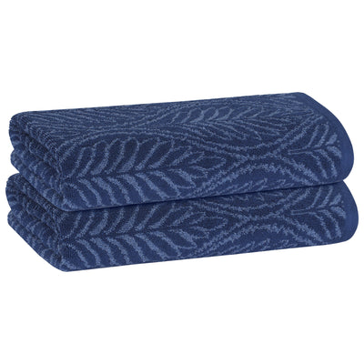 2 of 24:Serviette de bain PREMIUS en fil de coton teint, motif feuilles, 27 x 54 pouces 