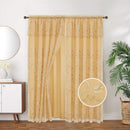 8 of 12:Kylie Embroidered Rod Pocket Window Panel with Attached Valance and Backing, 54x90 Inches 