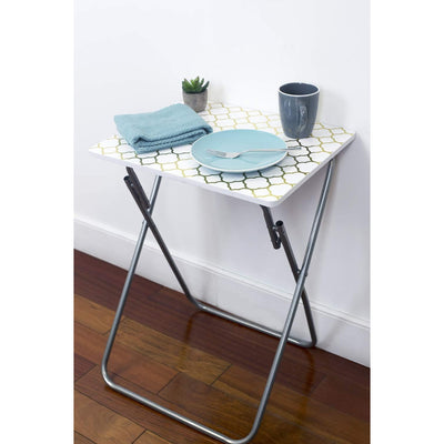 4 of 8:Table pliante multifonction Home Basics, treillis métallique doré, 38 x 48 x 65 cm 