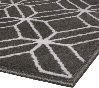 11 of 13:Capri 3-Piece Zara Trellis Design Rug Set, White-Gray, 5x7 Feet 