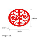 3 of 3:Dessous de plat en fonte Home Basics, collection Fleur de Lis, rouge 