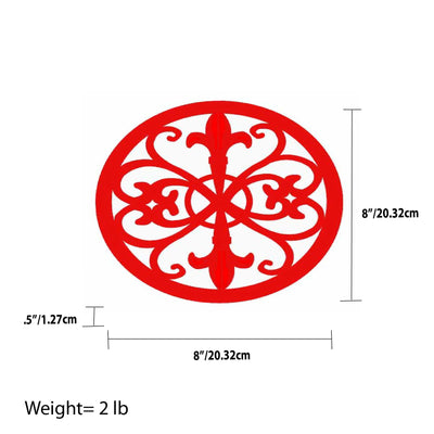 3 of 3:Dessous de plat en fonte Home Basics, collection Fleur de Lis, rouge 