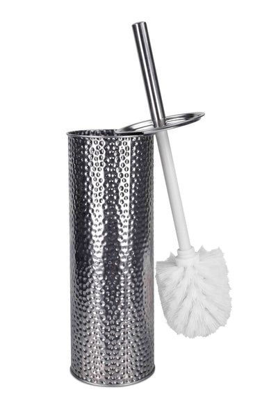 1 of 3:Home Basics Hammered Stainless Steel Toilet Brush Holder 