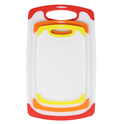 1 of 4:Home Basics Tabla de cortar de plástico antideslizante de 3 piezas con ranuras profundas para jugo 