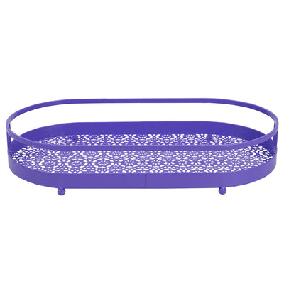 3 of 4:Plateau de toilette décoratif ovale en plastique Home Basics avec pieds arrondis, violet 