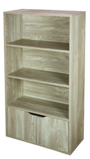 1 of 3:Bibliothèque en bois à 3 niveaux avec portes Home Basics, naturel 