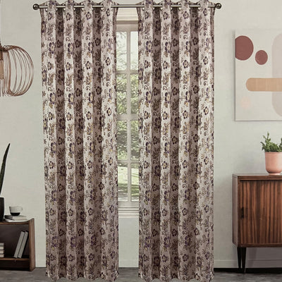 4 of 4:Panneau de fenêtre à œillets en jacquard métallique floral Esma, 55 x 84 pouces 