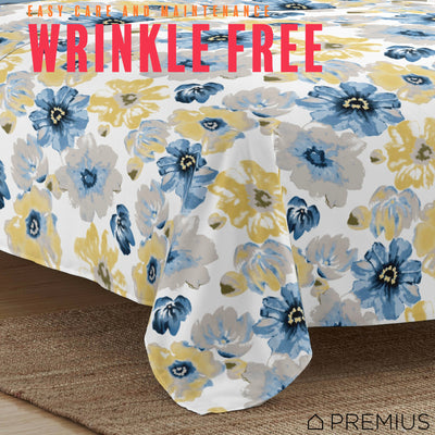 10 of 28:PREMIUS Eliana Soft Wrinkle-Free Microfiber Sheet Set, Blue-Yellow 