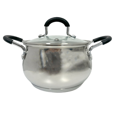 1 of 1:All For You Stainless Steel Casserole Pot with Glass Cover & Handle, Silver, 2.1 Quart 