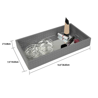 5 of 5:Home Basics Mirrored Leather Vanity Tray, Black 