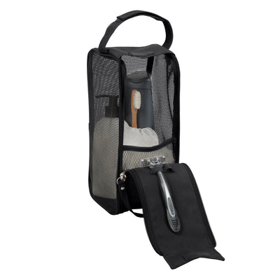 4 of 4:Trousse de toilette suspendue Simplify en maille noire 