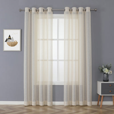 1 of 5:Whittier Stripe Matte Metallic Sheer Grommet Window Panel, 52x84 Inches 