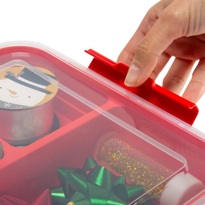 4 of 4:Simplify 5 Compartment Gift Supply Storage Box in Red 