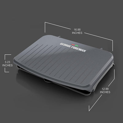 8 of 12:George Foreman 9-Serving Classic Plate Electric Indoor Grill and Panini Press, Gray 