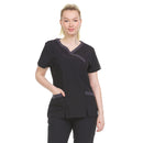 27 of 28:Heal Wear 4-Way Stretch Contrast Mock Wrap Women's Scrub Top 