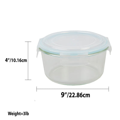 5 of 5:Conceptos básicos del hogar 59 oz. Contenedor redondo de almacenamiento de alimentos de vidrio de borosilicato con tapa de cierre de plástico hermética y a prueba de fugas 
