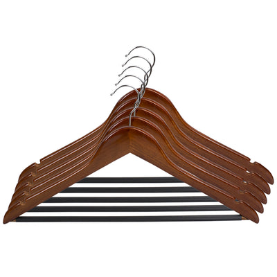 2 of 5:Home Basics Non-Slip Wood Hanger, (Pack of 5), Oak 