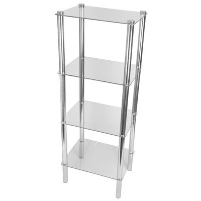 2 of 4:Home Basics Estante esquinero rectangular de vidrio multiusos de 4 niveles, transparente 