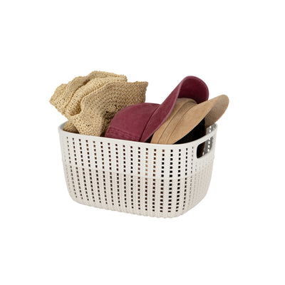2 of 4:Simplify 2-Tone Decorative Medium Storage Basket in Ivory 