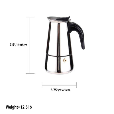 7 of 7:Home Basics Cafetera espresso de acero inoxidable de 6 tazas, plateada 
