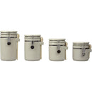 1 of 7:Home Basics 4 Piece Ceramic Canisters with Air-Tight Clamp Lid and Wooden Spoons, Beige 
