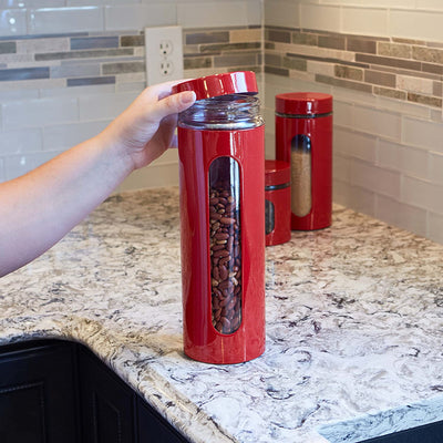 3 of 5:Anchor Hocking Palladian Window Cylinder Jars, Mixed Sizes, Cherry, Set of 4 