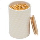 3 of 4:Grand pot en céramique Home Basics Scallop avec couvercle en bambou 