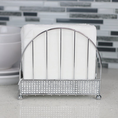 4 of 4:Home Basics Pave Free Standing Steel Napkin Holder, Chrome 