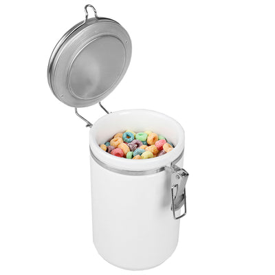 3 of 4:Boîte Home Basics de 1,3 l avec couvercle en acier inoxydable, blanche 