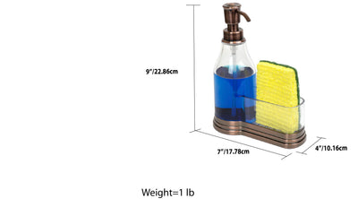 12 of 12:Home Basics Plastic Soap Dispenser with Brushed Steel Top and Sponge Holder, Bronze 
