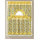 1 of 1:Lemon Printed Kitchen Curtain Set, Yellow, Swag Valance 60x36, Tiers 30x36 Inches 
