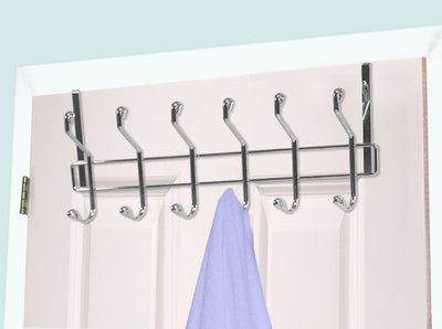 2 of 3:Home Basics Chrome Plated Steel Over the Door 6-Hook Hanging Rack 