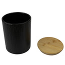 2 of 4:Home Basics Wave Ceramic Canister With Bamboo Lid, Black, Medium, 5x6.5 Inches 