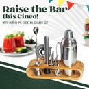 2 of 5:Mixology & Craft 10 Piece Bartender Kit Bar Tool Set with Bamboo Stand, Silver, 2.8 Ounces 